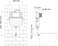 Смывной бачок скрытого монтажа Wasserkraft Aller 10TLT.031.ME.MG04 с кнопкой смыва матовое золото