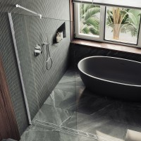 Душевая перегородка Maybahglass MGD-683-1ш 119 см, профиль белый, стекло прозрачное