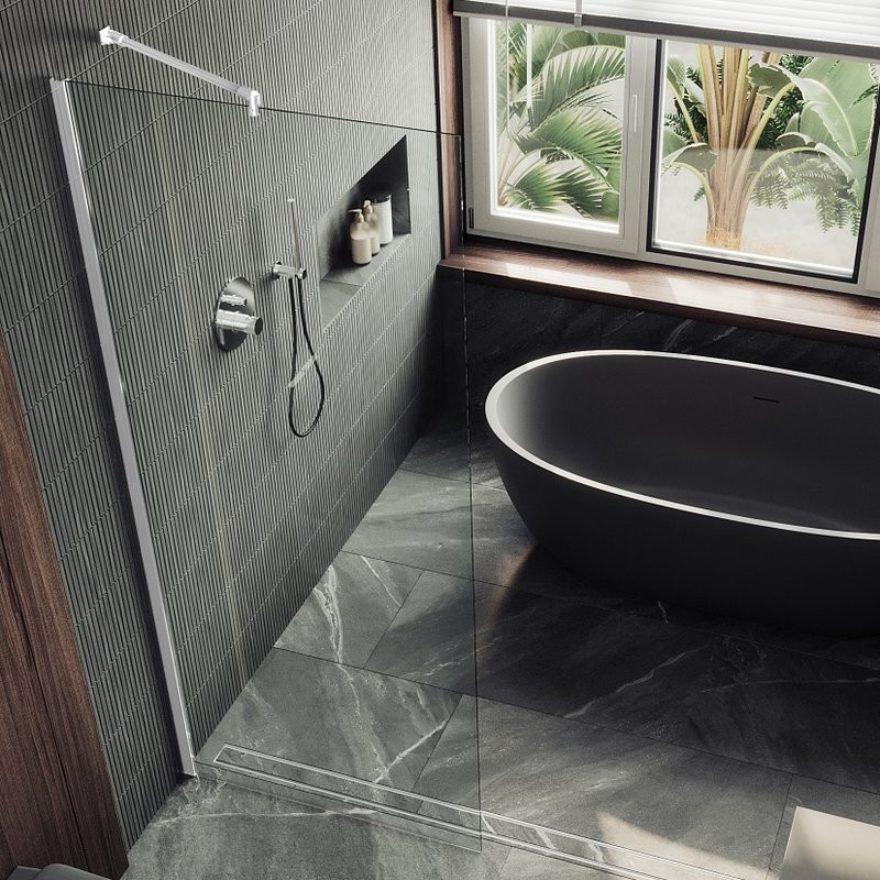 Душевая перегородка Maybahglass MGD-683-1ш 119 см, профиль белый, стекло прозрачное