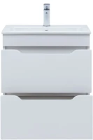 Тумба с раковиной Aquanet Практика 60 2 ящика, белая матовая
