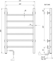 Полотенцесушитель электрический Domoterm Классик DMT 109-6 50х80, хром, L