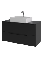 Мебель для ванной комнаты Orange Line 100 подвесная, 2 ящика, матовая черная с раковиной B04-500W