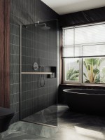 Душевая перегородка Maybahglass MGD-1461-5у 99 см, профиль хром матовый, стекло графит