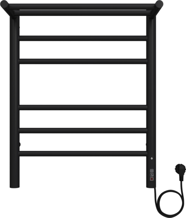 Полотенцесушитель электрический Terminus Аврора П6 450х600, с полкой, черный матовый