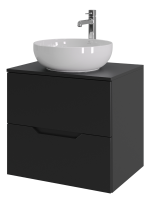 Тумба с раковиной Orange Line 60 подвесная, 2 ящика, матовая черная с раковиной B07-420W
