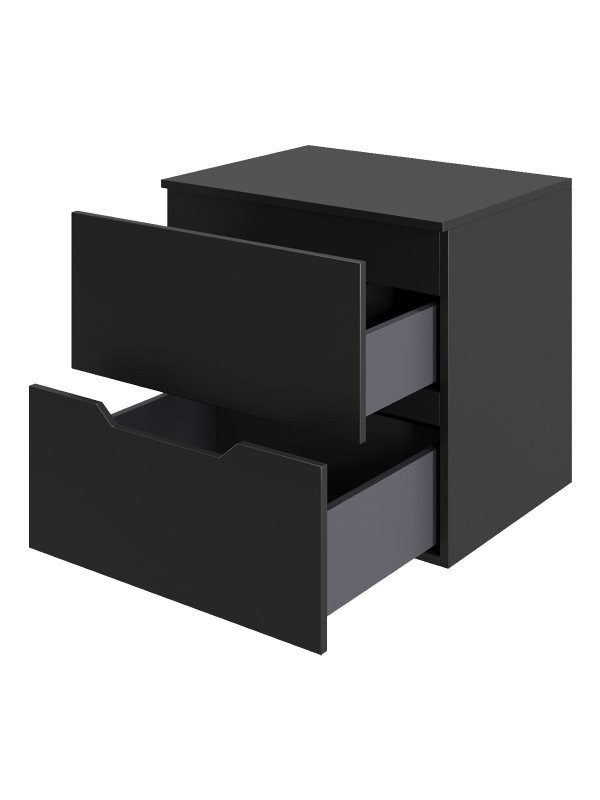 Тумба с раковиной Orange Line 60 подвесная, 2 ящика, матовая черная с раковиной B07-420W