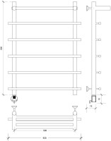 Полотенцесушитель электрический Secado Турин 1 СП 80x55 см, подключение слева, матовый черный, лесенка, с полкой