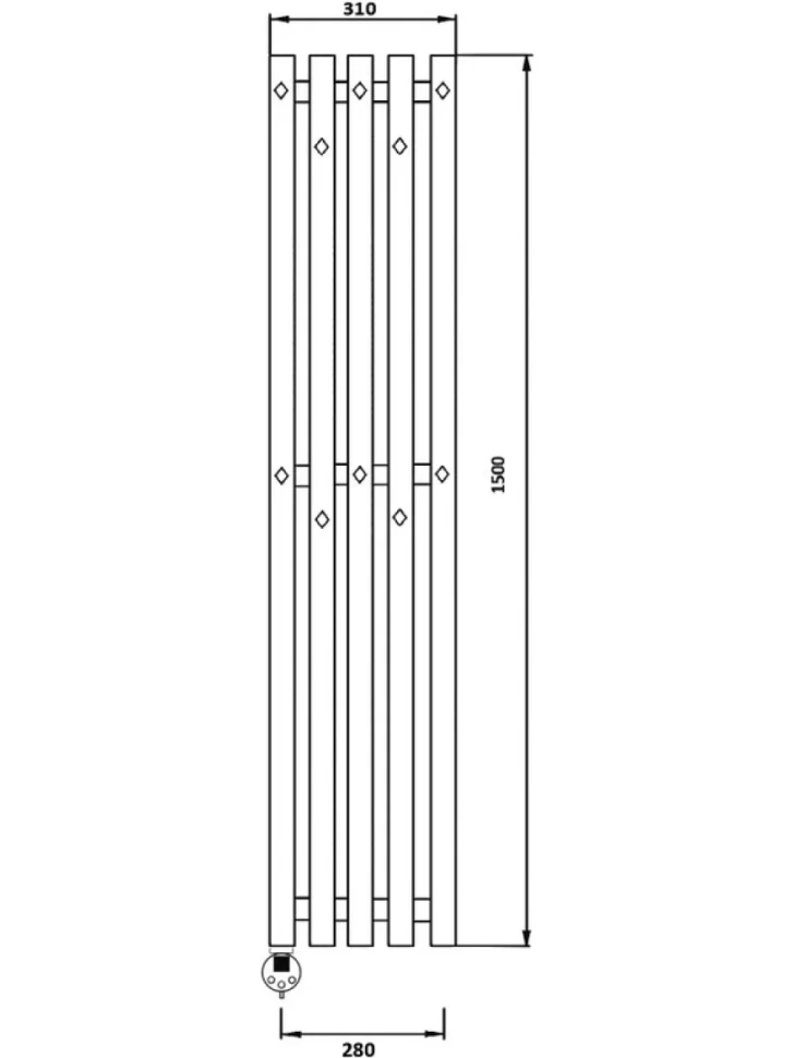 Полотенцесушитель электрический Secado Сандриго 5К 1500/280 150x30 см, подключение слева, матовый черный, I-образный
