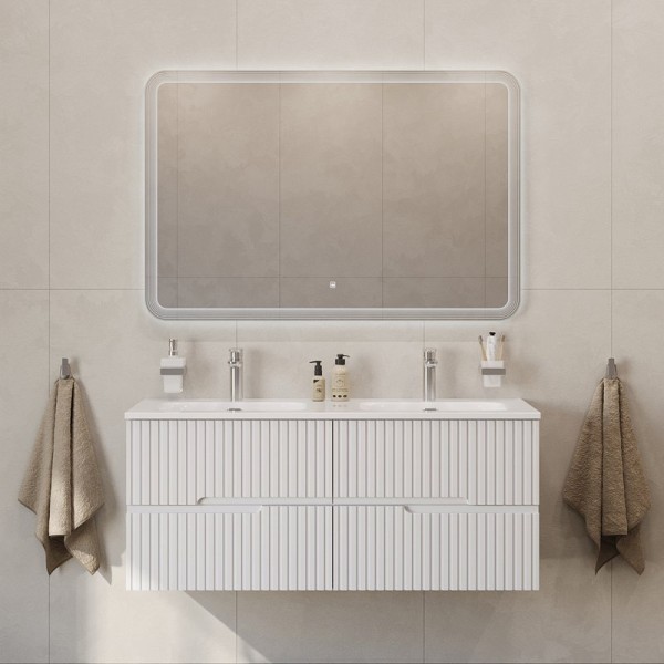 Мебель для ванной комнаты Cezares Duet 120 bianco lucido, раковина Cezares CZR-8073-120-2 двойная