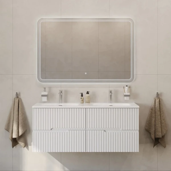 Мебель для ванной комнаты Cezares Duet 120 bianco lucido, раковина Cezares CZR-8073-120-2 двойная