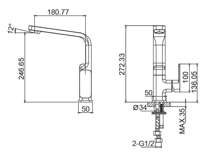 Смеситель для кухни Wonzon & Woghand Arnie WW-692102-CR хром