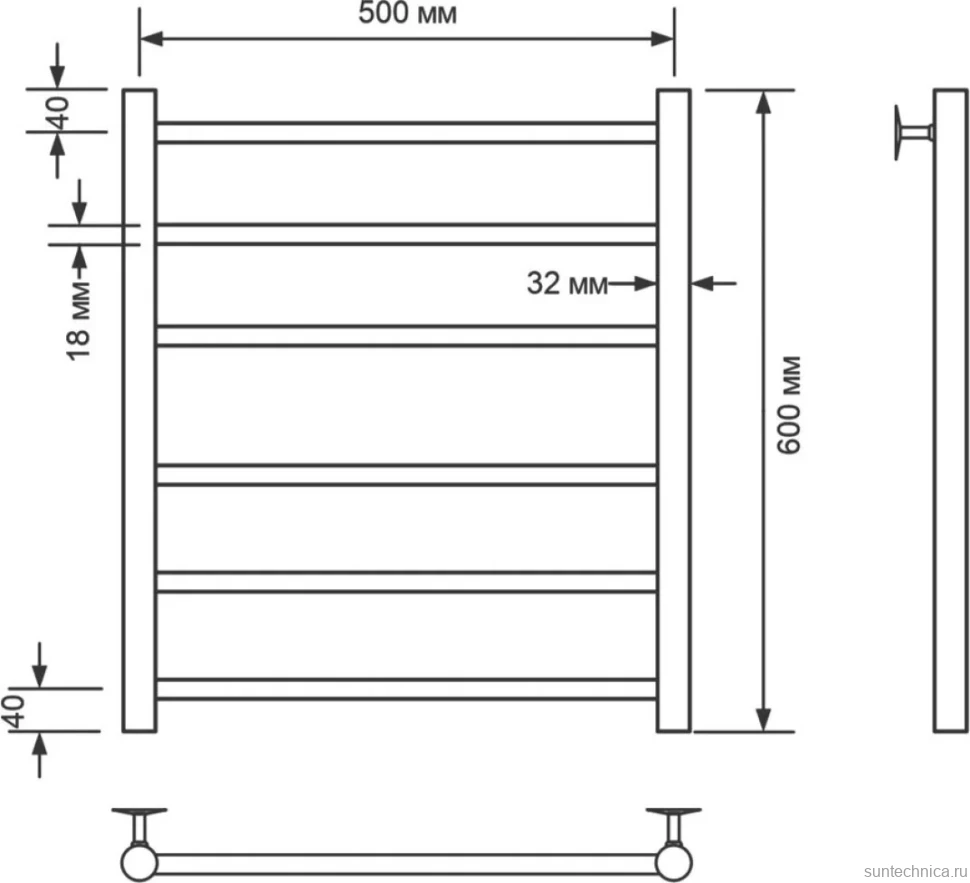 Полотенцесушитель водяной Comfysan Luce W-6 60х50 60x55 см, хром, лесенка