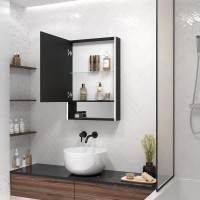 Зеркало-шкаф Art&Max Foggia AM-Fog-500-800-1D-L-DS-F-Nero 50х80, черное, с подсветкой