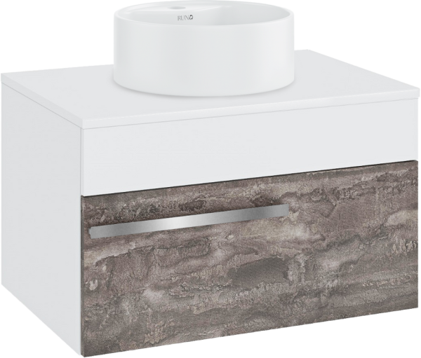 Тумба с раковиной Runo Вудлайн 65 подвесная, железный камень, раковина Sole 40