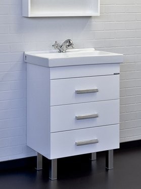 Тумба с раковиной Comforty Никосия 60Н напольная, белый глянец