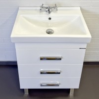 Тумба с раковиной Comforty Никосия 60Н напольная, белый глянец