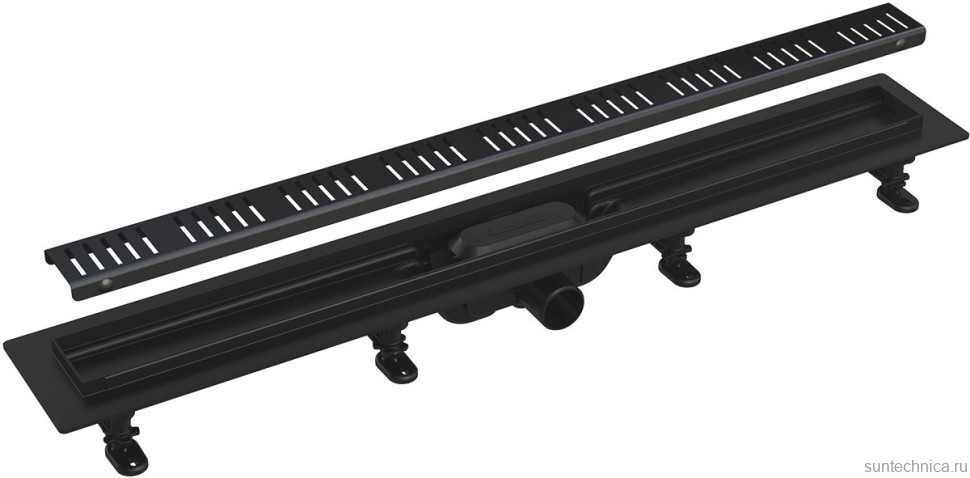 Душевой трап (лоток) AlcaPlast APZ10Black AG101101550 с решеткой и опорами (AG101101550)