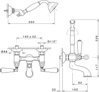Смеситель для ванны с душем Nicolazzi Tradizionale 1402CR78 хром Смеситель для ванны с душем Nicolazzi Tradizionale 1402CR78 хром