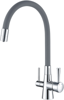 Смеситель для кухни Lemark Comfort LM3075C-Gray с гибким изливом, хром, серый