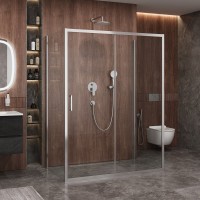 Душевой уголок Cezares Molveno AH-12 150х90 см, профиль хром, стекло прозрачное