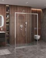 Душевой уголок Cezares Molveno AH-12 150х90 см, профиль хром, стекло прозрачное