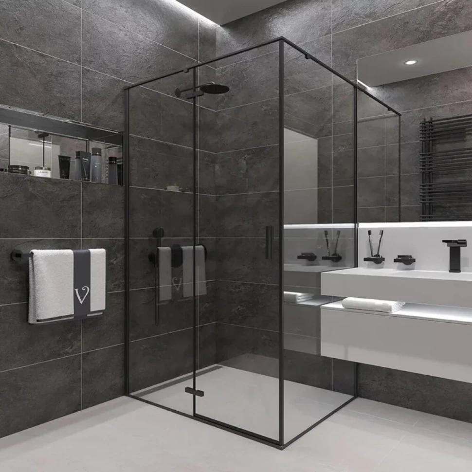 Душевой уголок Veconi Rovigo RV-073B 90x90, профиль черный