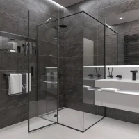 Душевой уголок Veconi Rovigo RV-073B 90x90, профиль черный
