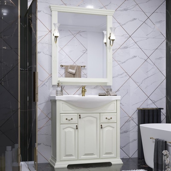 Мебель для ванной комнаты Opadiris Риспекто 85 слоновая кость, с раковиной Сенеж