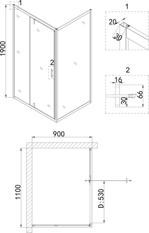 Душевой уголок Niagara Nova NG-83-11AB-A90B 110x90, прямоугольный, черный