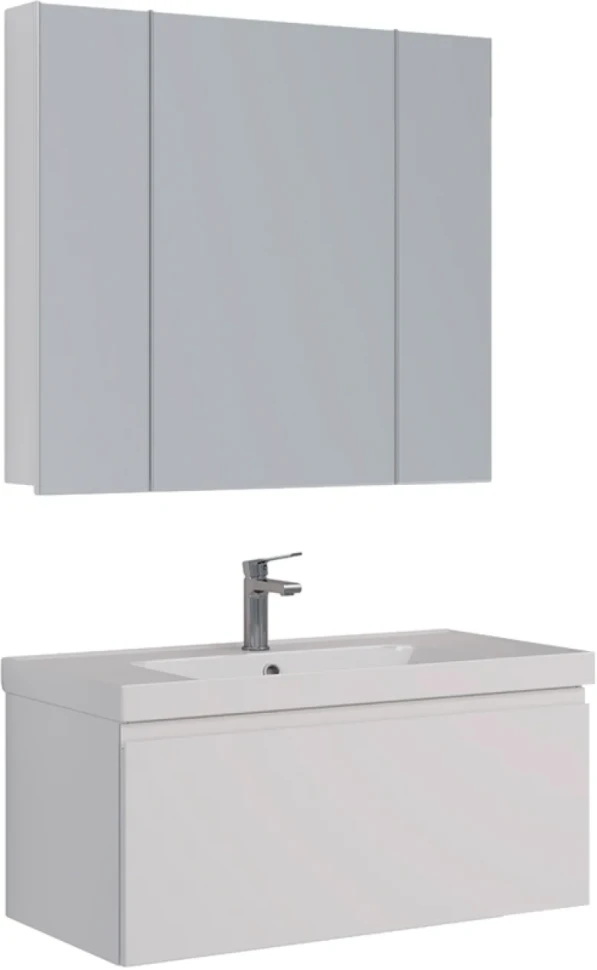 Мебель для ванной комнаты Lemark Veon mini 90 белая глянцевая, 1 ящик