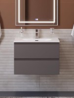 Тумба с раковиной BelBagno Kraft 70 подвесная, матовая темно-серая, раковина bb-8099-70