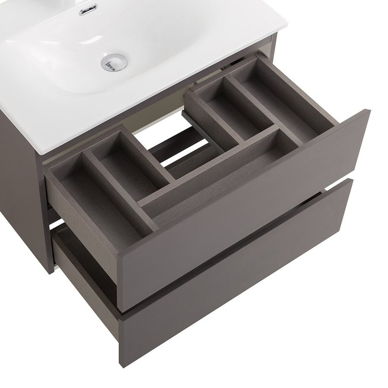 Тумба с раковиной BelBagno Kraft 70 подвесная, матовая темно-серая, раковина bb-8099-70