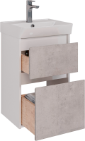 Тумба с раковиной Lemark Combi 45 бетон, белая глянцевая