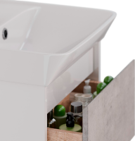 Тумба с раковиной Lemark Combi 45 бетон, белая глянцевая