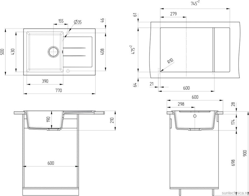 Мойка кухонная Ulgran U-507 -302 песочная