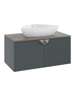 Тумба с раковиной Runo Андорра 70 подвесная, графит, дуб коньячный