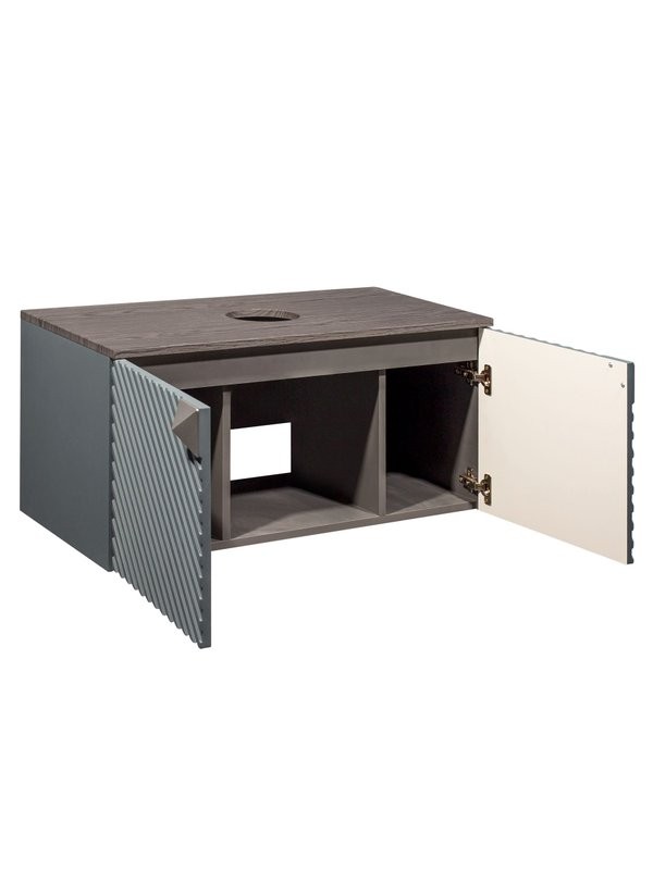 Тумба с раковиной Runo Андорра 70 подвесная, графит, дуб коньячный