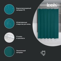Штора для ванной IDDIS Promo P04PE18i11 200х180, темно-зеленая