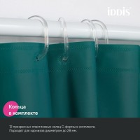 Штора для ванной IDDIS Promo P04PE18i11 200х180, темно-зеленая