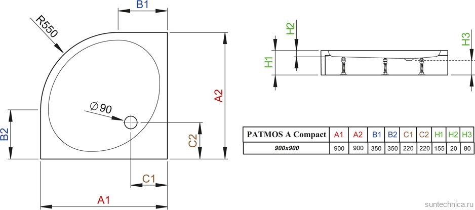 Поддон для душа Radaway Patmos A900 compact