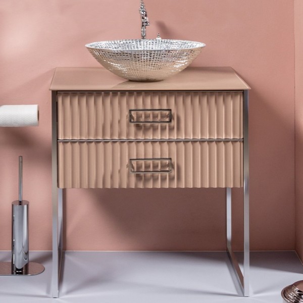 Тумба под раковину Armadi Art Monaco 80 для столешницы капучино, хром