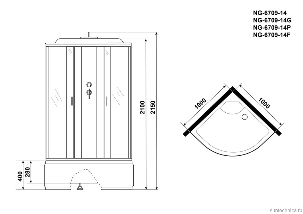Душевая кабина Niagara Classic NG-6709-14P 100x100 см, с подсветкой и FM-радио