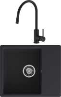 Комплект Мойка GranFest Urban 658L черная + Смеситель IDDIS Kitchen 360 K36BLJ0i05 черный, с гибким изливом