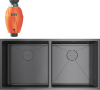 Комплект Мойка Omoikiri Taki 86-2 вороненая сталь + Измельчитель Nagare 750