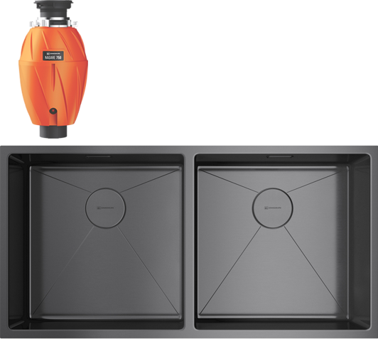 Комплект Мойка Omoikiri Taki 86-2 вороненая сталь + Измельчитель Nagare 750
