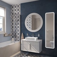 Мебель для ванной комнаты STWORKI Молде 95 белая, со столешницей, раковина BOCCHI Sottile белая глянцевая