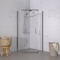 Душевой уголок Triton Дека -Графит 100x100, профиль вороненая сталь, стекло прозрачное