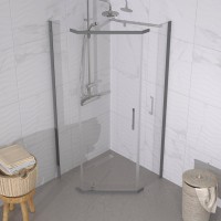 Душевой уголок Triton Дека -Графит 100x100, профиль вороненая сталь, стекло прозрачное