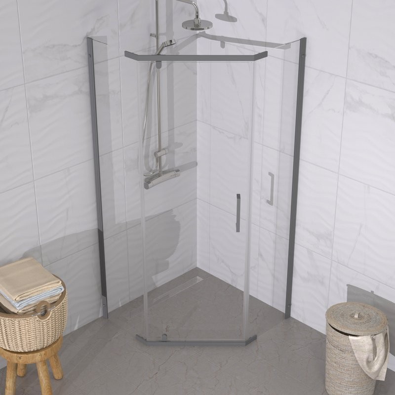 Душевой уголок Triton Дека -Графит 100x100, профиль вороненая сталь, стекло прозрачное