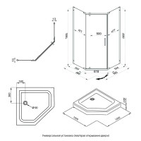 Душевой уголок Triton Дека -Графит 100x100, профиль вороненая сталь, стекло прозрачное